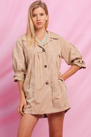 Oddi High Empire Waist Trench Jacket in Light Taupe