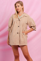 Oddi High Empire Waist Trench Jacket in Light Taupe