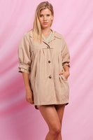 Oddi High Empire Waist Trench Jacket in Light Taupe