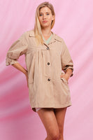 Oddi High Empire Waist Trench Jacket in Light Taupe