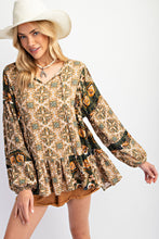 Load image into Gallery viewer, Easel Mixed Print Baby Doll Top in Olive Shirts &amp; Tops Easel   
