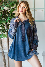 Load image into Gallery viewer, Oli &amp; Hali Mixed Fabric Long Sleeve Top in Blue ON ORDER Shirts &amp; Tops Oli &amp; Hali   
