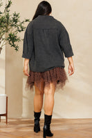 Oddi Mineral Washed Waffle Knit Jacket in Washed Black