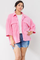 Oddi Mineral Washed Waffle Knit Jacket in Washed Pink