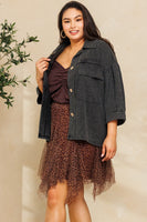 Oddi Mineral Washed Waffle Knit Jacket in Washed Black