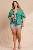 Oddi Mineral Washed Waffle Knit Jacket in Washed Jade