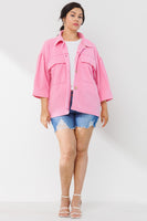 Oddi Mineral Washed Waffle Knit Jacket in Washed Pink