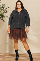 Oddi Mineral Washed Waffle Knit Jacket in Washed Black