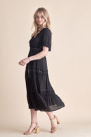 Allie Rose Solid Color Tiered Duster in Black Duster Allie Rose   