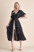 Allie Rose Solid Color Tiered Duster in Black Duster Allie Rose   