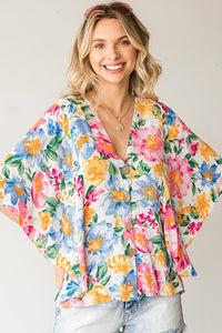 First Love Floral Print Button Down Top in Multi