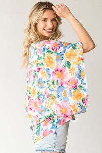 First Love Floral Print Button Down Top in Multi