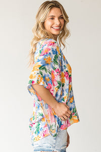 First Love Floral Print Button Down Top in Multi