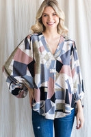 Jodifl Satin Figure Print Top in Grey