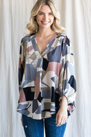 Jodifl Satin Figure Print Top in Grey