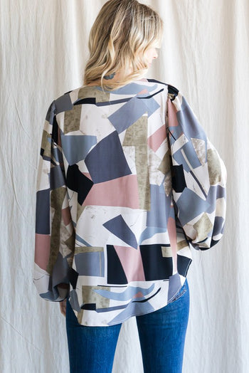 Jodifl Satin Figure Print Top in Grey