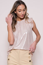 Load image into Gallery viewer, Hailey &amp; Co Shiny Metallic Crinkle Fabric Top in Blush
