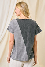 Load image into Gallery viewer, Doe and Rae Contrasting Denim and Cotton Top in Black Denim
