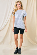 Load image into Gallery viewer, Doe and Rae Contrasting Denim and Cotton Top in Light Denim
