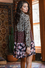 Load image into Gallery viewer, Oddi Mixed Print Tiered Dress in Taupe Brown Dress Oddi   

