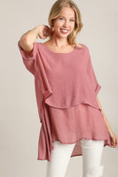 Umgee Lightweight Layered Tunic in Dusty Rose