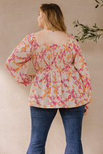 Load image into Gallery viewer, Oddi Leaf Print Smocked Bodice Top in Taupe
