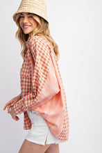 Load image into Gallery viewer, Easel Plaid and Stripe Print Top in Coral Shirts &amp; Tops Easel   
