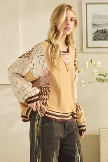Oli & Hali Terry Knit Top with Mix n Match Patches in Coffee