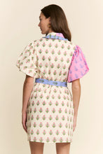 Load image into Gallery viewer, J.nna Colorblock Floral Print Mini Dress in Pink Multi
