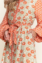 Load image into Gallery viewer, J.nna Mix n Match Floral Belted Dress in Orange Crush
