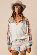 Load image into Gallery viewer, BiBi Mixed Print and Textured Knit Top in Ivory
