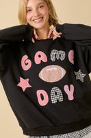 Main Strip Game Day Patchwork Top in Black