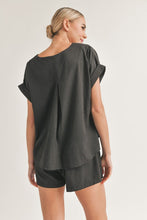 Load image into Gallery viewer, Klesis Solid Color OVERSIZED Top and Shorts Set in Black
