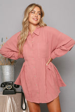 Load image into Gallery viewer, Peach Love Woven Loose Fit Shirt Dress in Red Clay Dresses Peach Love California   
