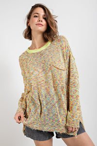Easel Multi Color Light Weight Sweater in Yellow Top Easel   