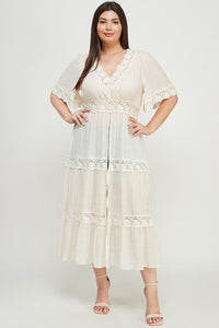 Allie Rose Solid Color Tiered Duster in Cream Duster Allie Rose   
