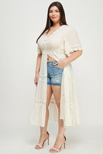 Load image into Gallery viewer, Allie Rose Solid Color Tiered Duster in Cream Duster Allie Rose   
