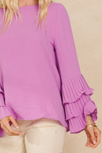 Load image into Gallery viewer, Oddi Solid Color Top with Layered Pleated Sleeves in Lilac
