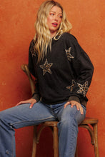 Load image into Gallery viewer, Oddi Leopard Printed Star Patch Top in Washed Black Shirts &amp; Tops Oddi   
