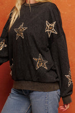 Load image into Gallery viewer, Oddi Leopard Printed Star Patch Top in Washed Black Shirts &amp; Tops Oddi   
