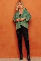 Oddi Boxy Silhouette Solid Color Corduroy Jacket in Washed Jade