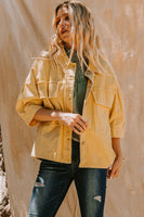 Oddi Boxy Silhouette Solid Color Corduroy Jacket in Washed Yellow