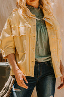 Oddi Boxy Silhouette Solid Color Corduroy Jacket in Washed Yellow