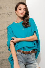 Load image into Gallery viewer, Blue B Studded Oversized Tshirt in Teal Shirts &amp; Tops Blue B   
