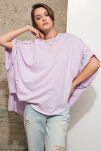 Load image into Gallery viewer, Blue B Studded Oversized Tshirt in Lavender Shirts &amp; Tops Blue B   
