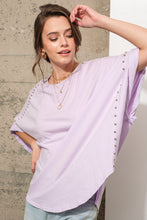 Load image into Gallery viewer, Blue B Studded Oversized Tshirt in Lavender Shirts &amp; Tops Blue B   
