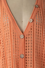 Load image into Gallery viewer, Miracle Open Crochet Lightweight Sweater Top in Coral Shirts &amp; Tops Miracle   
