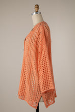 Load image into Gallery viewer, Miracle Open Crochet Lightweight Sweater Top in Coral Shirts &amp; Tops Miracle   
