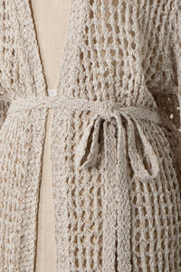 Miracle Open Crochet Belted Cardigan in Blush  Miracle   
