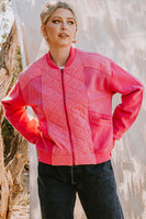 Oddi Quilted Bomber Jacket in Washed Fuchsia